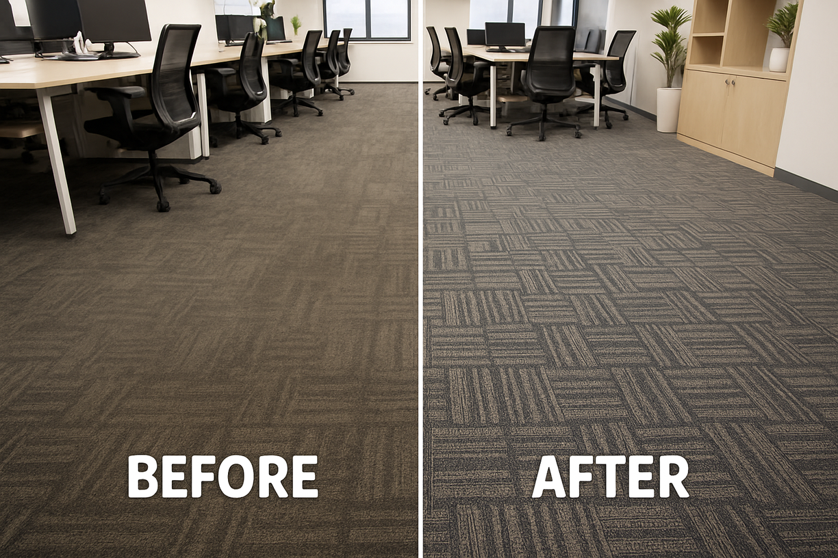 Office carpet cleaning before and after results