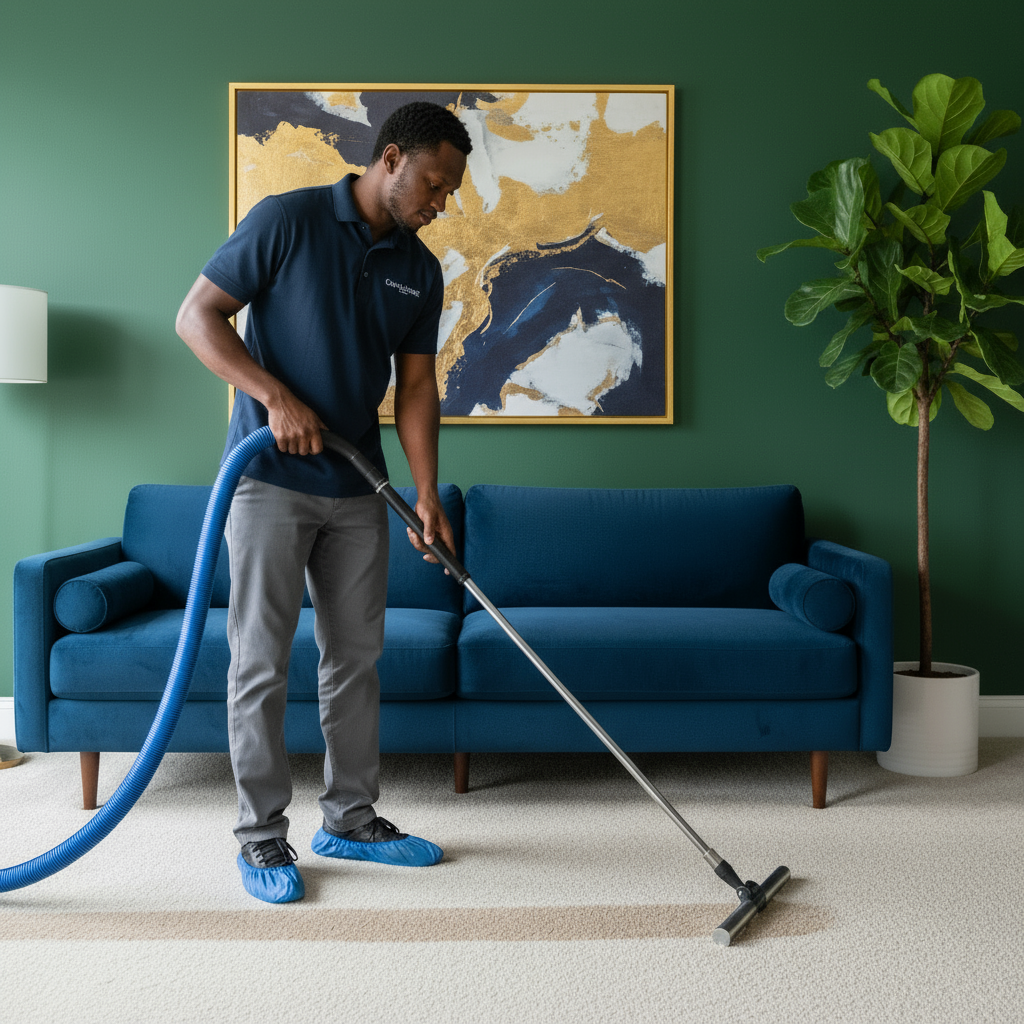 Professional carpet cleaning technician